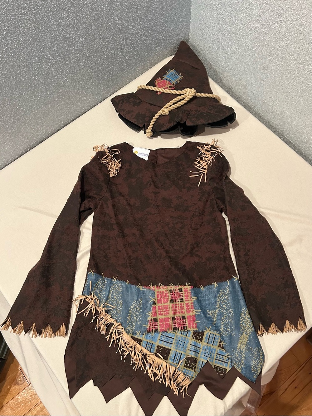 California Costumes Brown and Blue Patch Scarecrow Costume with Hat